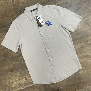 NWT Cutter & Buck Kentucky Wildcats UK Short Sleeve Button Up Men Size Small 323